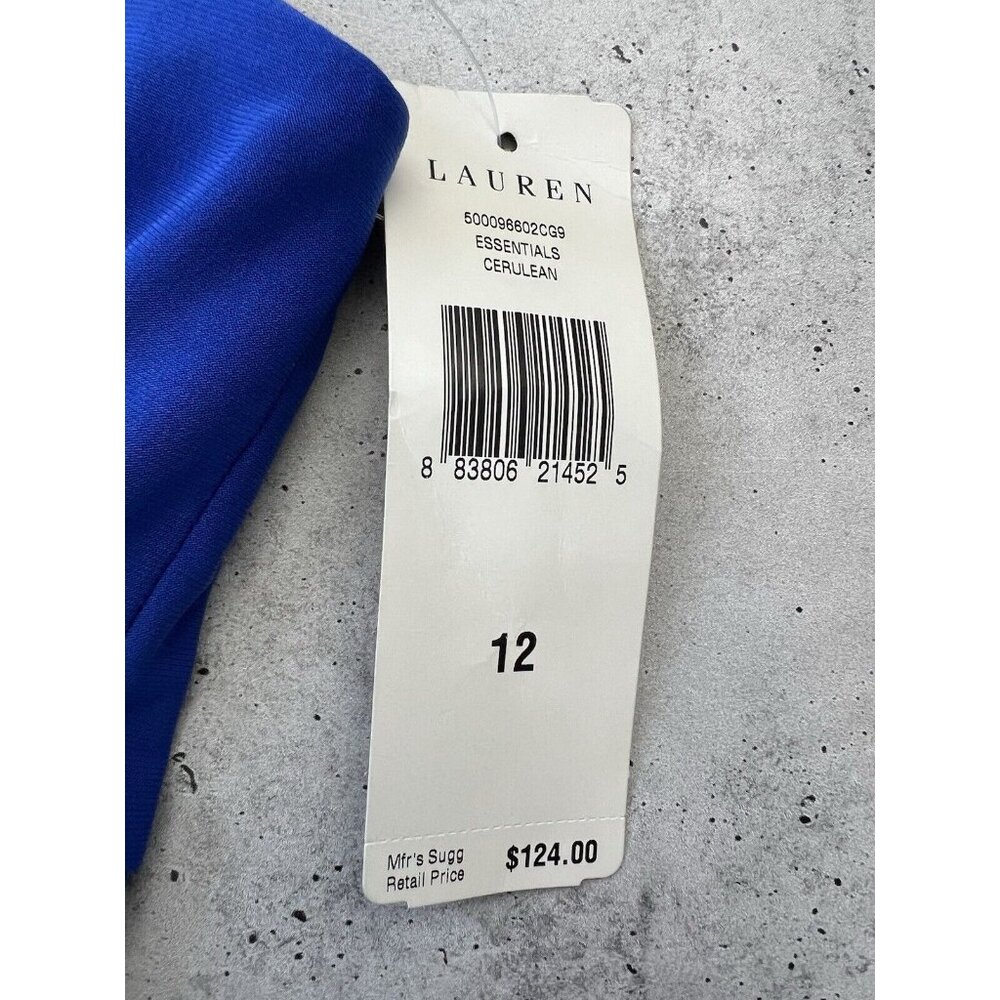 Lauren Ralph Lauren Evening Maxi Dress Womens 12 Navy Blue Draped Neck NEW NWT - Picture 13 of 14